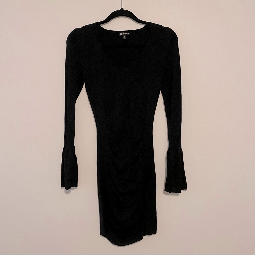 EXPRESS black sweater dress with bell sleeves | size S